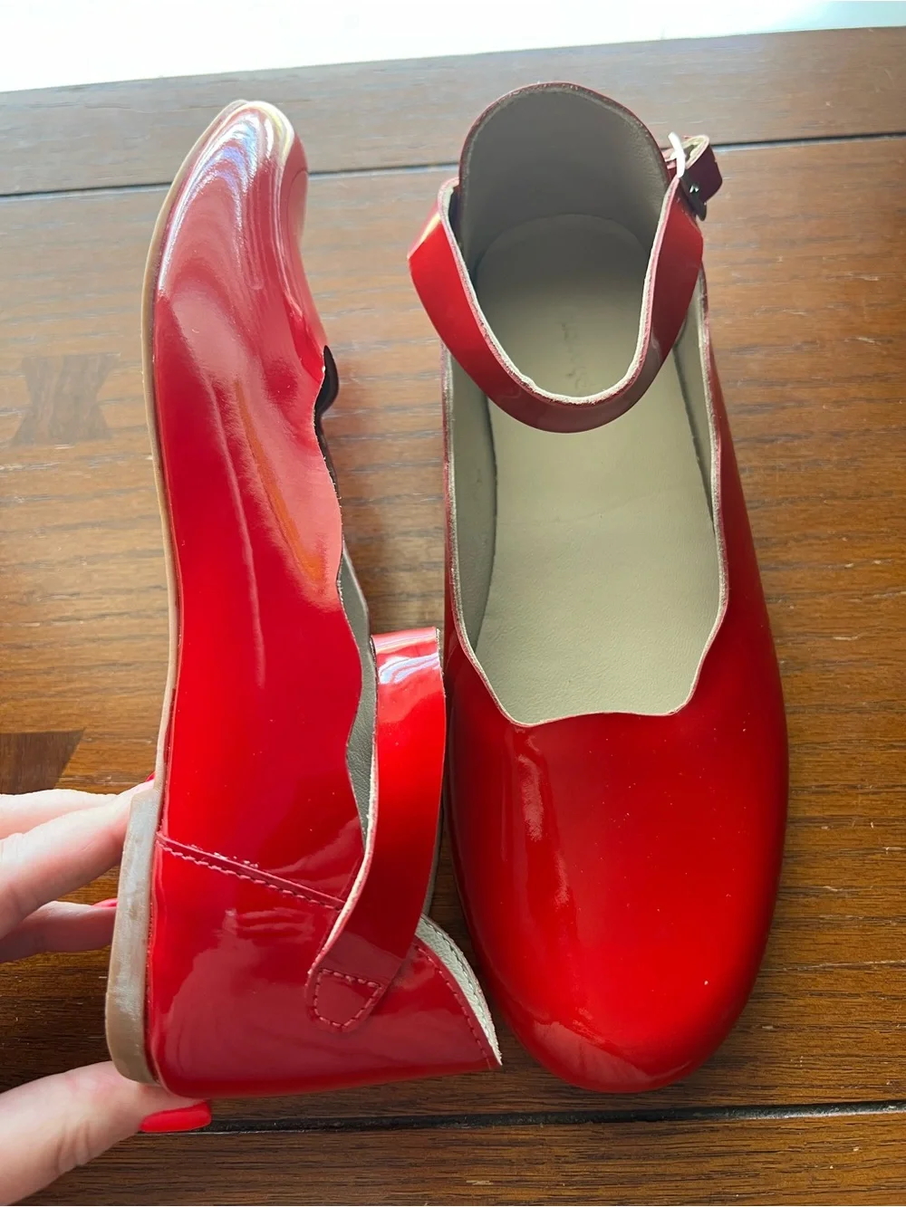 Elephantito Girls Dress Shoes Celina Flats With Ankle Strap Patent Red Size 6